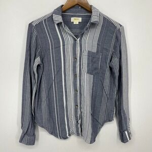 Maeve Anthropologie Long Sleeve Button Shirt Women's XS Blue Striped Lightweight